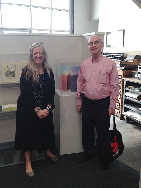Click the image for a view of: Mary Austin and Jack at the Letterform Archive in San Francisco 